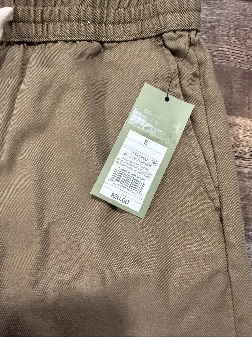 NWT Goodfellow & Co Men's Pull-On Drawstring Shorts Brown Khaki Twill Size Small